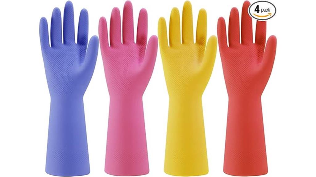 colorful rubber dishwashing gloves