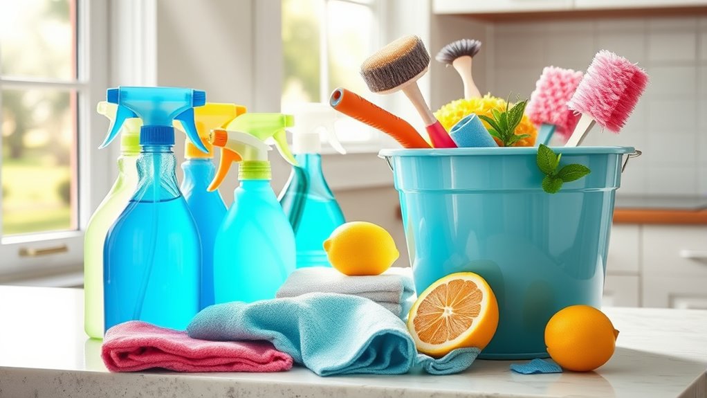 collect necessary cleaning items