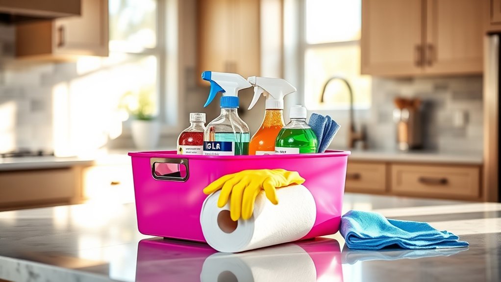 organized cleaning supplies caddy