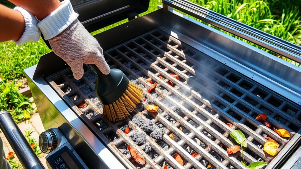 remove grill debris carefully