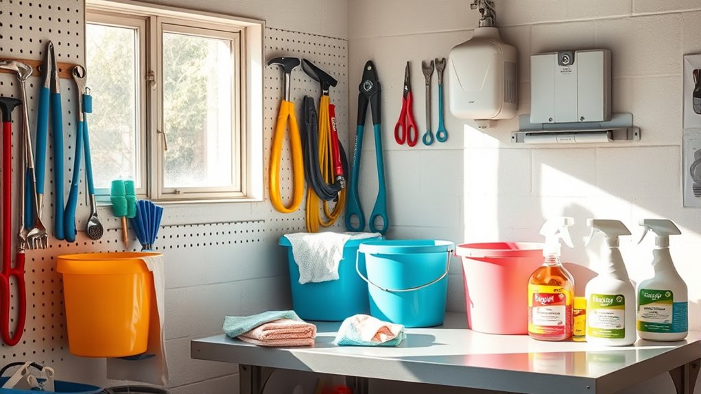 set up cleaning space