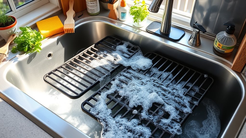 soak grill grates clean