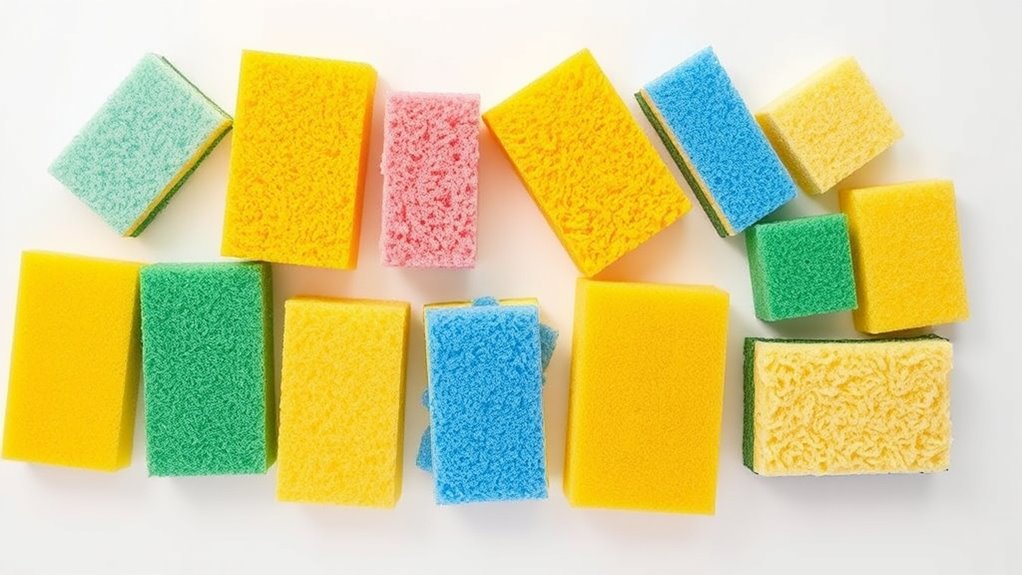variety of cleaning sponges