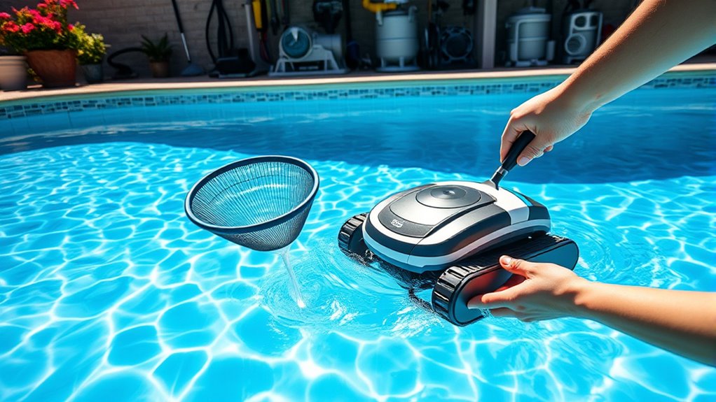 pool maintenance equipment setup