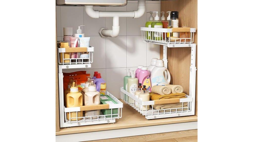 adjustable two tier sink organizer