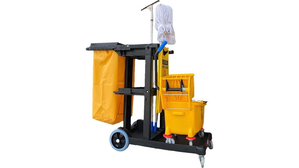 black commercial janitorial cart