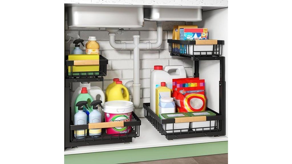 dual tier under sink shelves