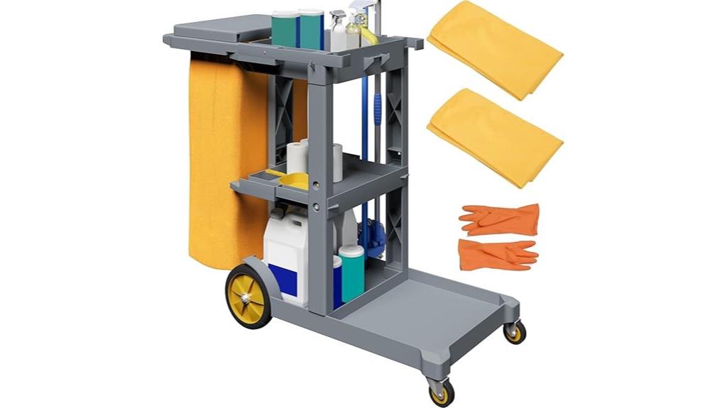 janitorial cart with accessories