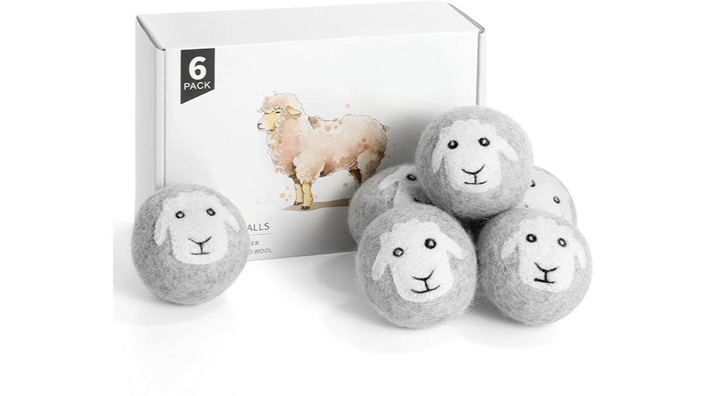 six reusable wool balls
