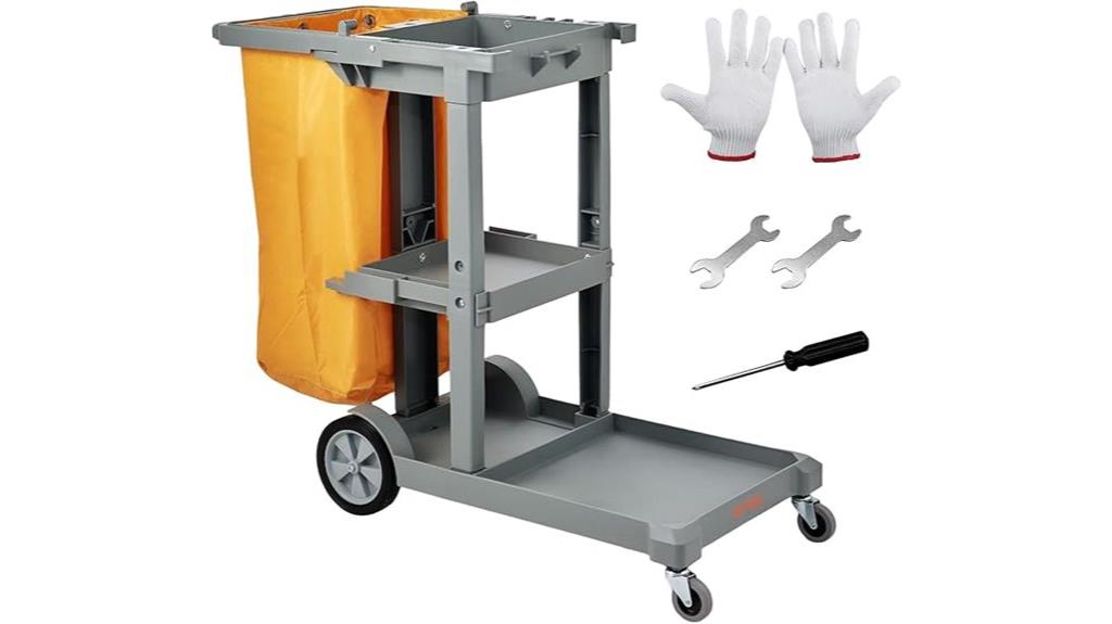 three shelf cleaning cart