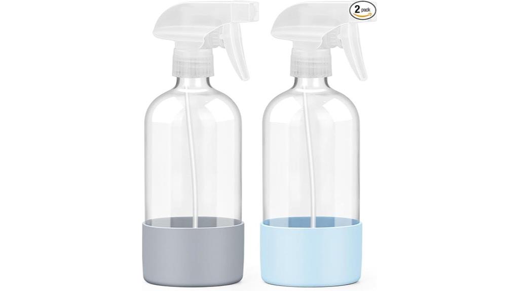 two glass spray bottles