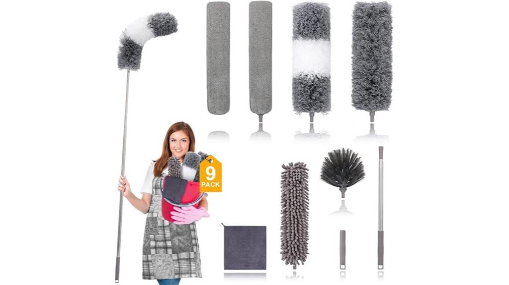 extendable 9 piece microfiber dusters