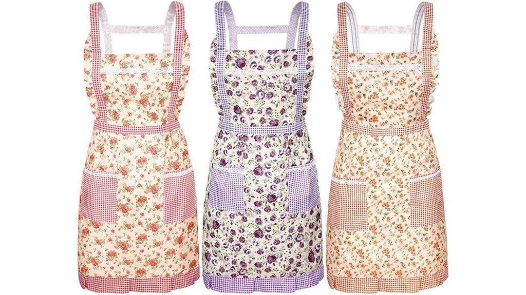floral apron set trio
