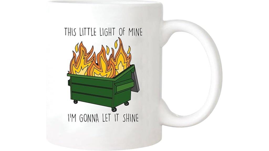 sarcastic dumpster fire mug