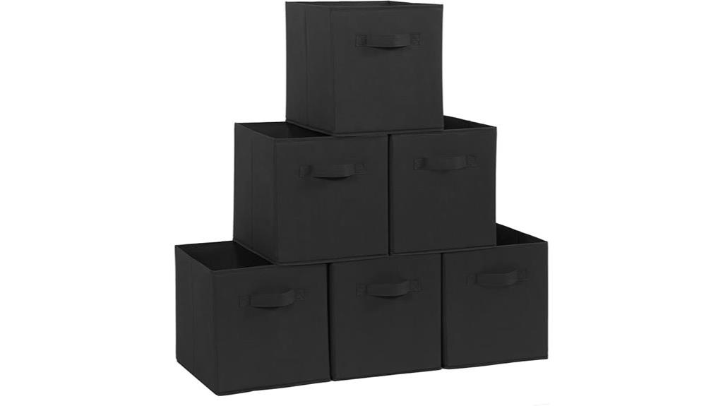 six fabric collapsible storage cubes