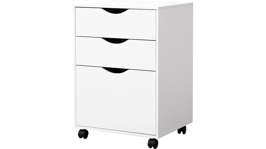 three drawer mobile file cabinet