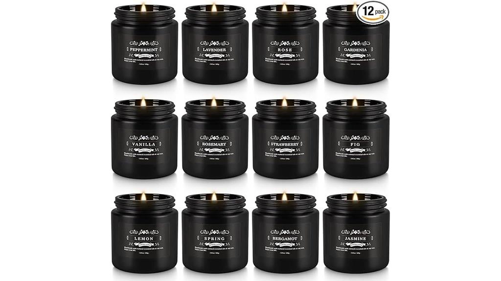 twelve black soy candles
