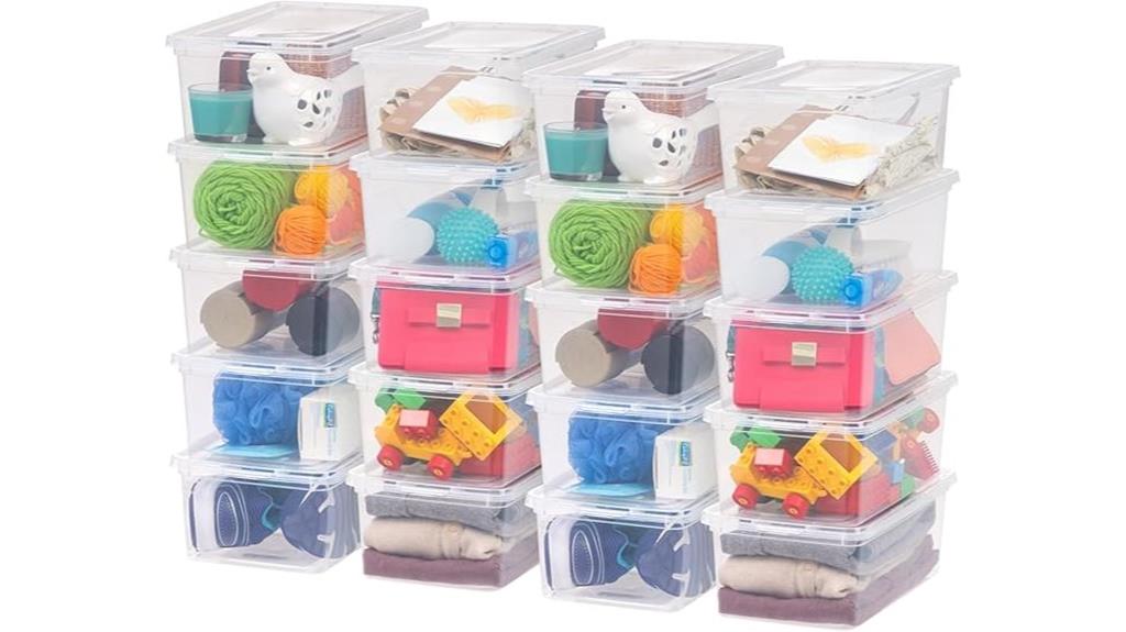 twenty storage bins