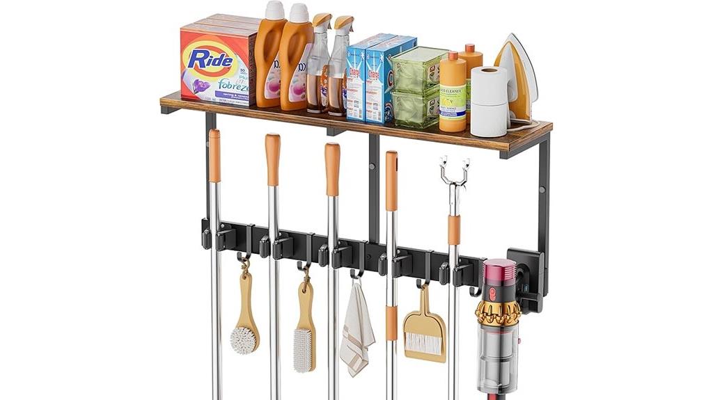wall mounted broom organizer