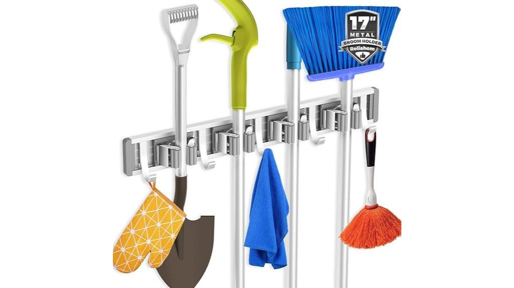 wall mounted broom storage