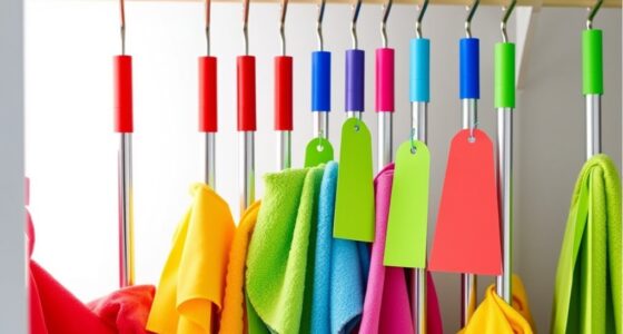 color coded cleaning tools