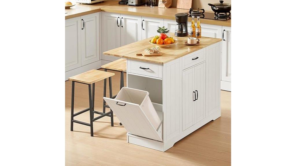 fixed kitchen island with chairs