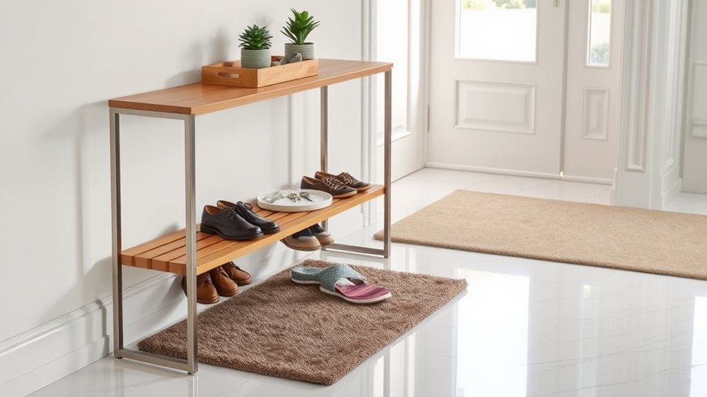 organized entryway shoe storage