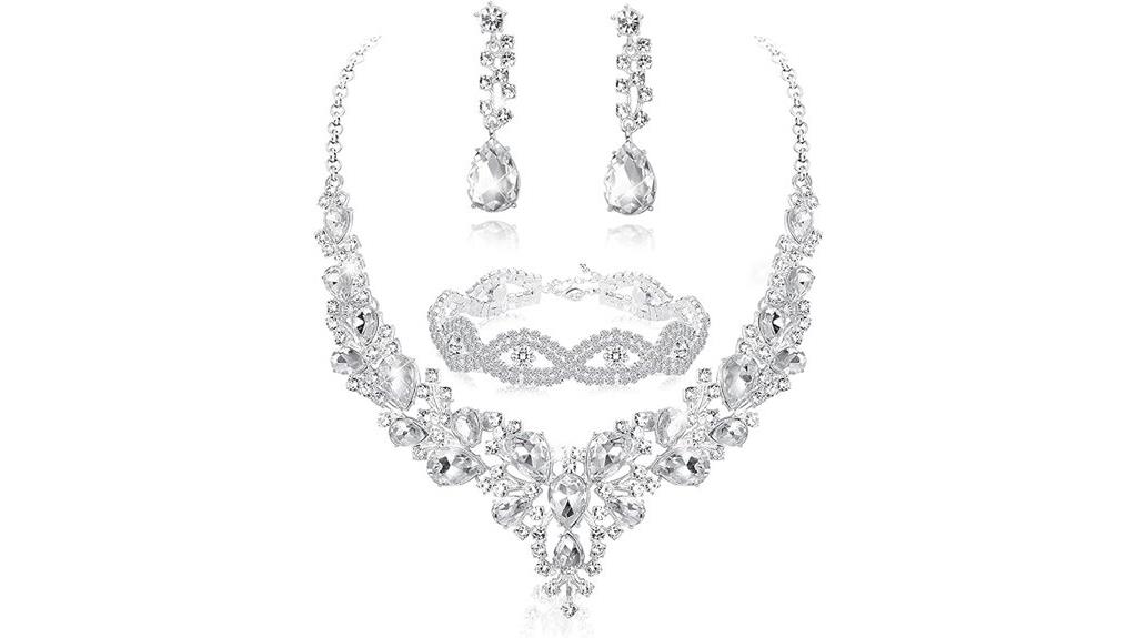 silver bridal jewelry set