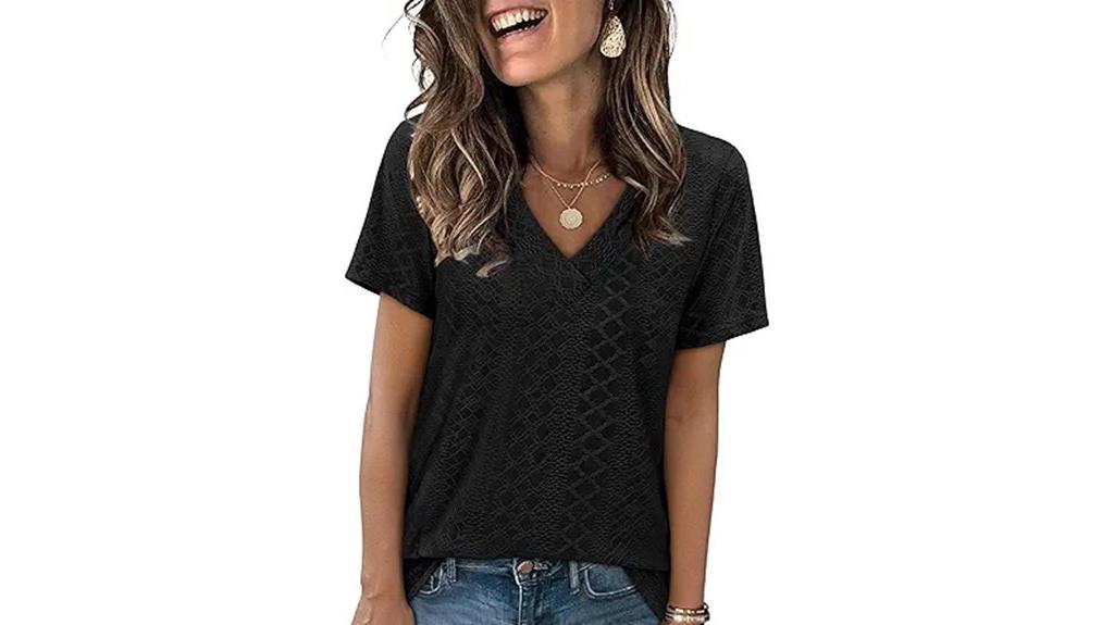 summer eyelet v neck t shirt
