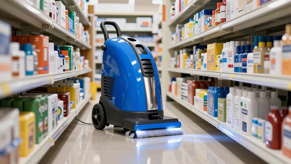 compact maneuverable battery operated scrubber