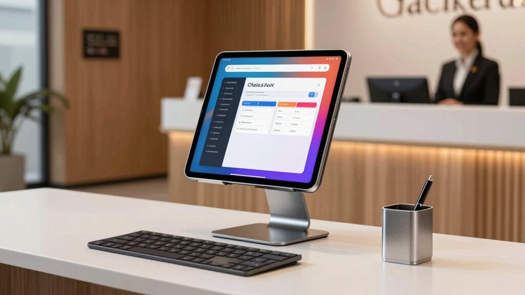 top front desk tablet stands
