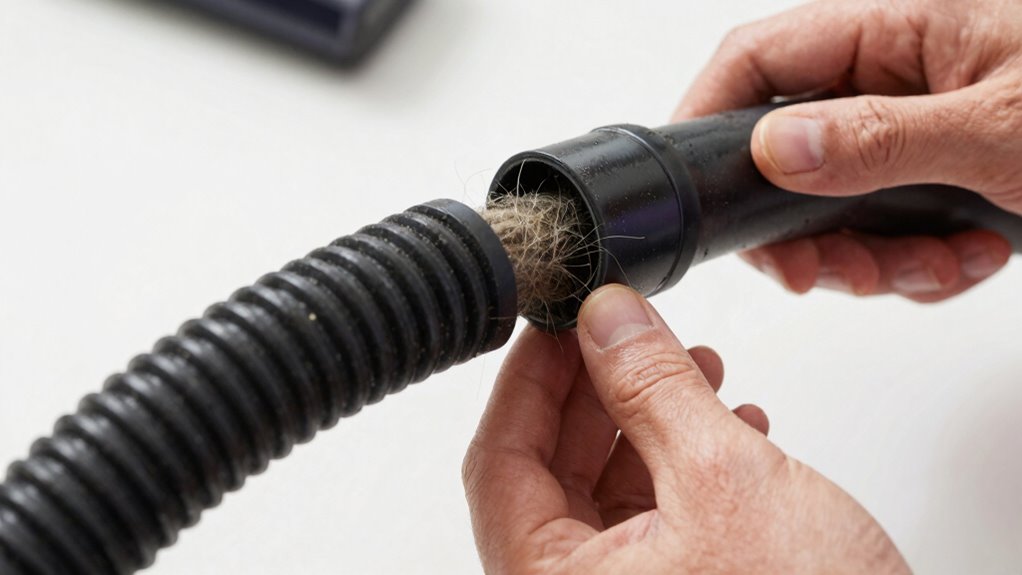 clear vacuum hose blockage