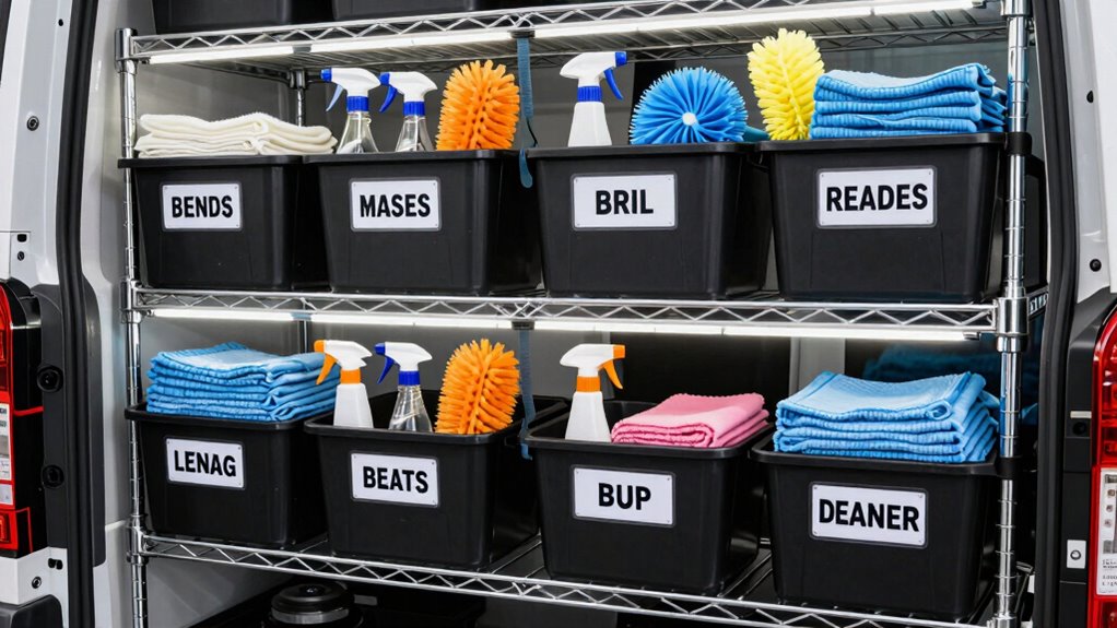 secure van cleaning supplies