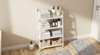 She Put A 5-Tier Shelf Behind Her Bathroom Door