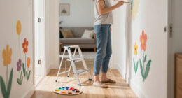 Her Sister Painted Flowers On Her Hallway Walls — Now It’s A Colorful Escape