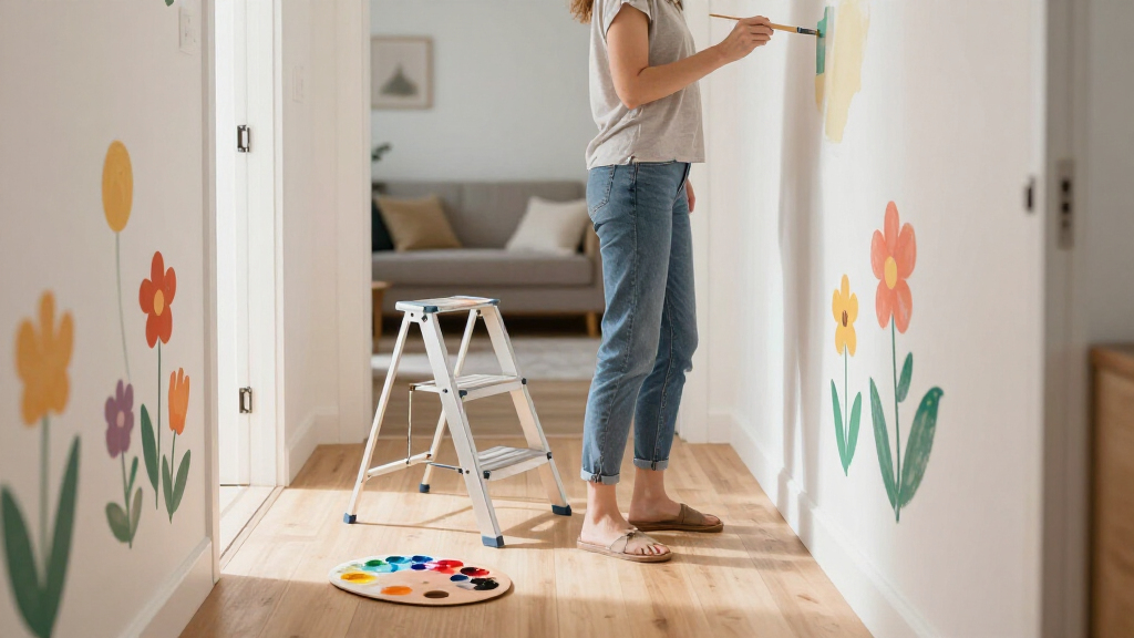 Her Sister Painted Flowers On Her Hallway Walls — Now It’s A Colorful Escape