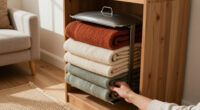 I Used A Pot Lid Organizer To Store My Blankets, And It’s Brilliant