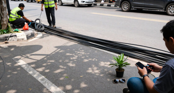 Pemkot Jakarta Timur Tertibkan Kabel Udara Semrawut Di Jalan Sultan Hamengkubuwono IX - Kota Administrasi Jakarta Timur